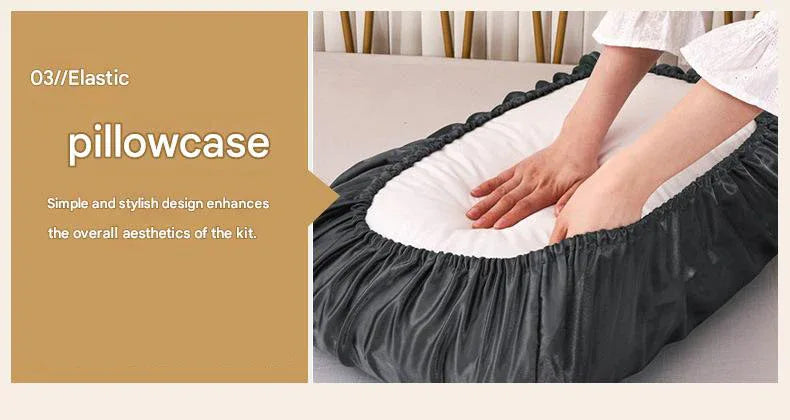 Champagne Silky Satin Pillowcase Pair - Smooth for Hair & Skin, Elastic Fitted (46x90+16cm) - Mekamart Australia