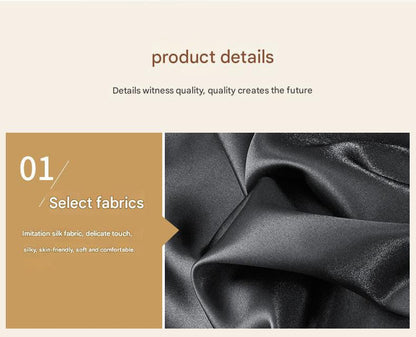 Gray Silky Satin Pillowcase Pair - Smooth for Hair & Skin, Elastic Fitted (46x70+16cm)