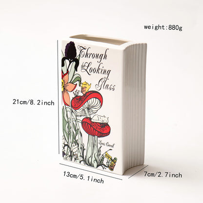 Literary Book Vase - Creative Ceramic Planter & Desk Organizer(Type A - 21x13x7cm)