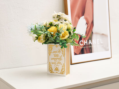 Literary Book Vase - Creative Ceramic Planter & Desk Organizer(Golden Book)