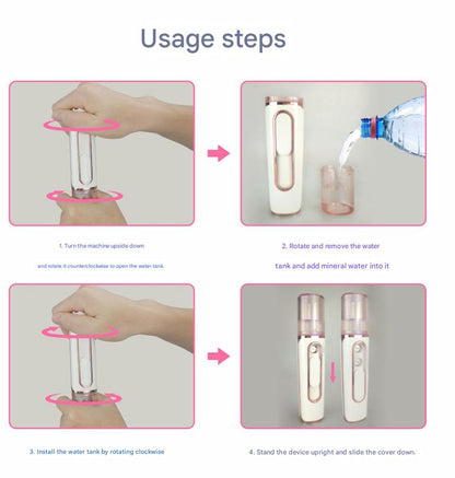 Purple Dual Nozzle Nano Facial Mister - USB Rechargeable Hydrating Spray