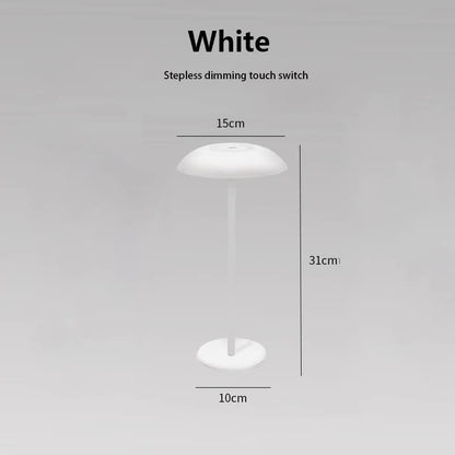 White Minimalist Rechargeable LED Touch Table Lamp - 3-Color Stepless Dimming Metal Desk Light