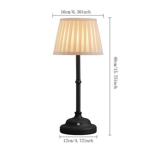 Black and White Elegant Rechargeable Fabric Shade LED Lamp - Cordless Touch Stepless Dimmable Table Light
