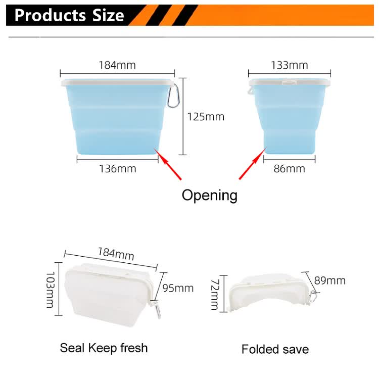 2 Pcs Pink Collapsible Silicone Food Storage Container - Microwave & Freezer Safe Lunch Box