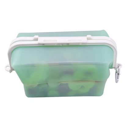 2 Pcs Green Collapsible Silicone Food Storage Container - Microwave & Freezer Safe Lunch Box