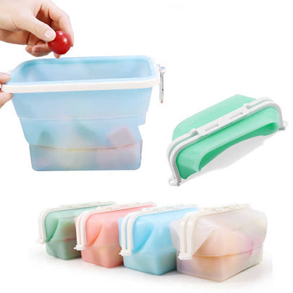2 Pcs Green Collapsible Silicone Food Storage Container - Microwave & Freezer Safe Lunch Box