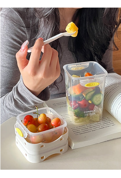 Yellow Portable Salad & Breakfast Cup On-the-Go - Dual Compartment Container with Spork
