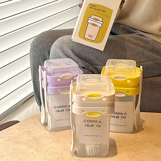 Purple Portable Salad & Breakfast Cup On-the-Go - Dual Compartment Container with Spork