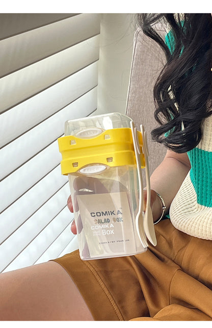 Purple Portable Salad & Breakfast Cup On-the-Go - Dual Compartment Container with Spork