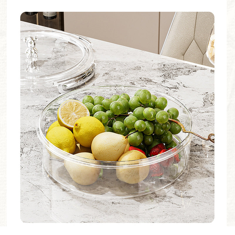 Grey And Beige Snap Button Elegant Compartment Serving Tray with Lid - Versatile Snack, Fruit & Candy Box