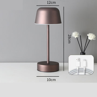 Coffee Modern Minimalist LED Table Lamp - Rechargeable Touch Control Desk Light
