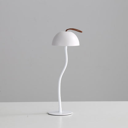 White Sleek Minimalist LED Mushroom Table Lamp - Rechargeable 3-Color Touch Control, Bar & Ambient Light