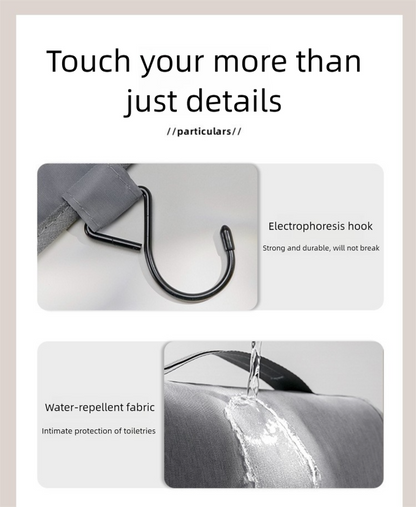 Black Eco-Friendly RPET Hanging Toiletry Bag - Large Capacity Waterproof Travel Makeup Organizer