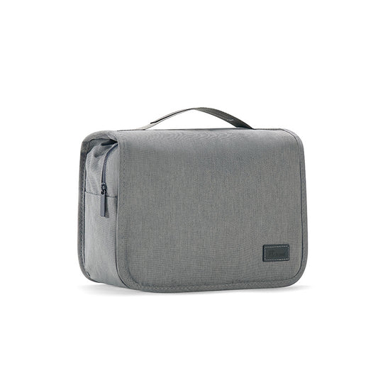 Grey Eco-Friendly RPET Hanging Toiletry Bag - Large Capacity Waterproof Travel Makeup Organizer