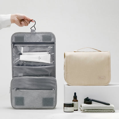 Grey Eco-Friendly RPET Hanging Toiletry Bag - Large Capacity Waterproof Travel Makeup Organizer