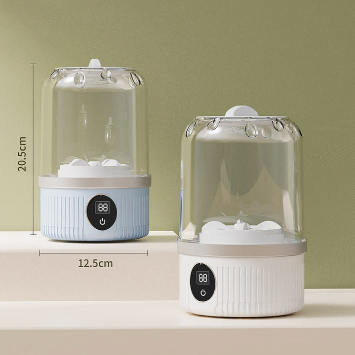 White Portable Mini Washing Machine - Rechargeable USB-C Electric Washer for Travel, Delicates & Socks