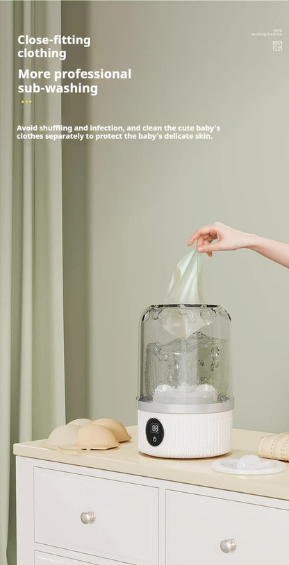 White Portable Mini Washing Machine - Rechargeable USB-C Electric Washer for Travel, Delicates & Socks