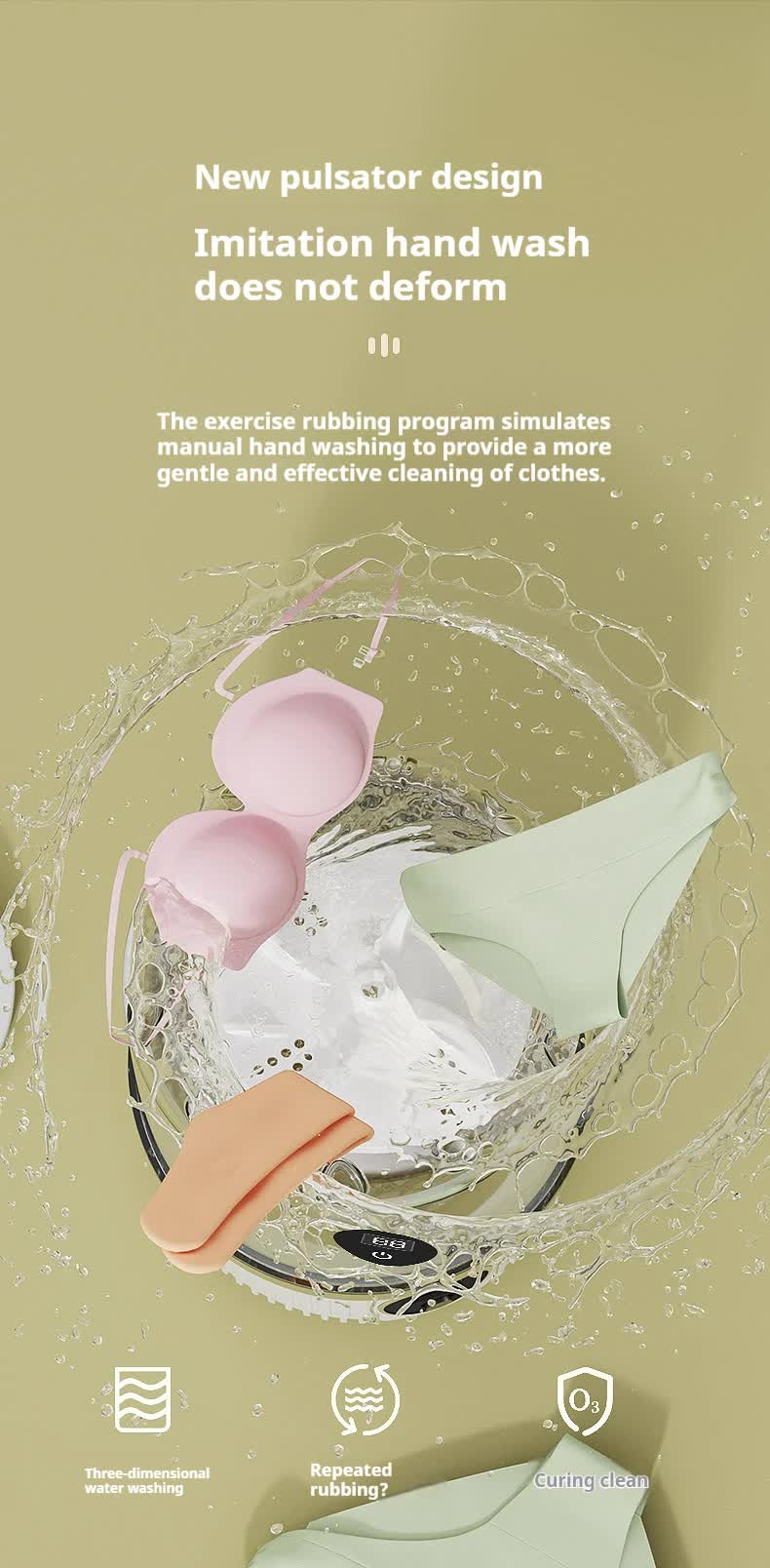 White Portable Mini Washing Machine - Rechargeable USB-C Electric Washer for Travel, Delicates & Socks