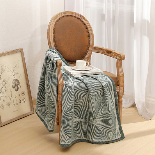 Green Luxurious Paisley Jacquard Throw Blanket - Soft Wool Blend with Tassels, 120x150cm, Lightweight Sofa & Nap Blanket