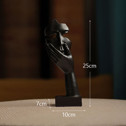 Black Style 2 Elegant Abstract Face Sculpture - Modern Resin Art Figurine, Hand & Mask Home Decor Accent