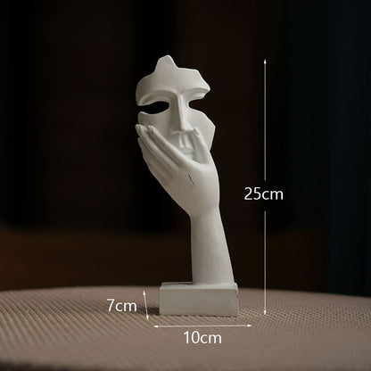 White Style 2 Elegant Abstract Face Sculpture - Modern Resin Art Figurine, Hand & Mask Home Decor Accent