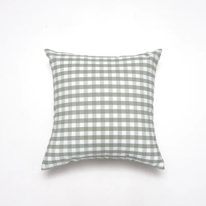 Green Small Plaid Pattern Set of 2 Decorative Cushion Covers - 45x45cm, Soft Polyester (Inserts Not Included)