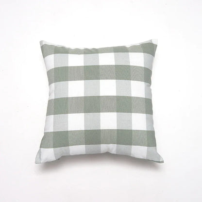 Green Big Plaid Pattern Set of 2 Decorative Cushion Covers - 45x45cm, Soft Polyester (Inserts Not Included)