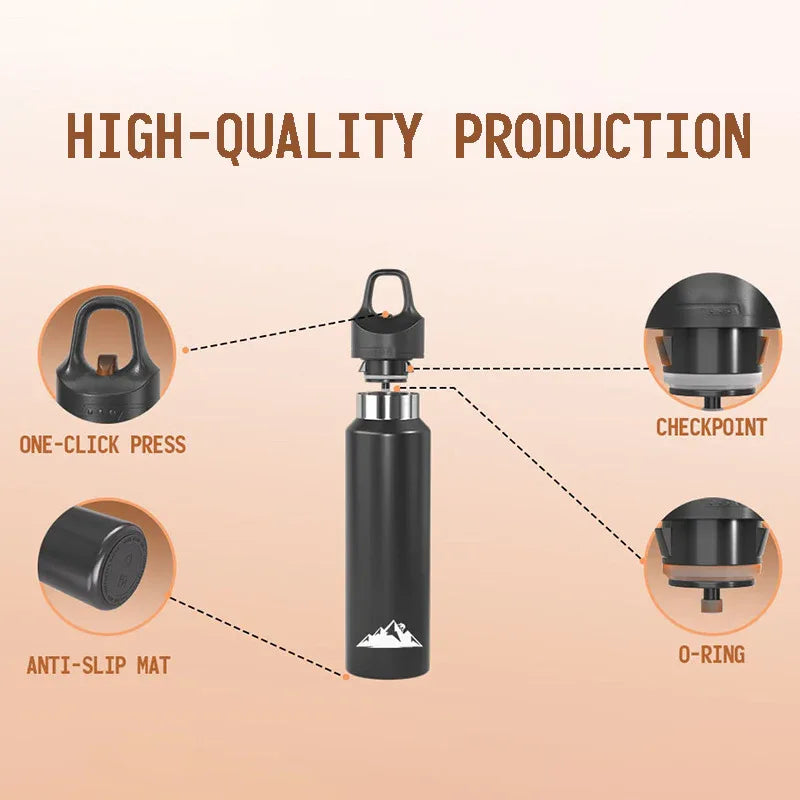 Green 480ml Insulated Stainless Steel Water Bottle - Leakproof One-Click Lid Thermal Flask for Hot & Cold Drinks - Mekamart Australia