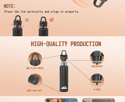 Red 680ml Insulated Stainless Steel Water Bottle - Leakproof One-Click Lid Thermal Flask for Hot & Cold Drinks - Mekamart Australia