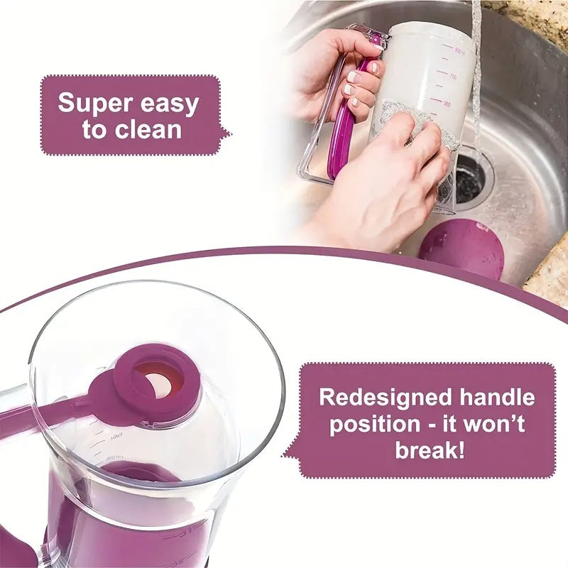 Red Precision Batter Dispenser with Measurement Marks - 900ml Easy Pour for Pancakes, Cupcakes & Waffles