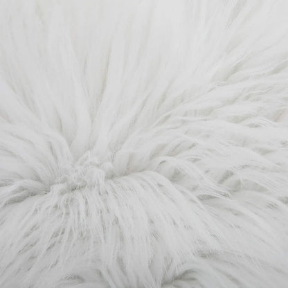 White Luxurious Long Faux Fur Cushion Covers - Set of 2, 45x45cm Soft Plush Decorative Pillowcases for Sofa & Bed