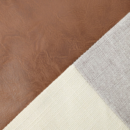 Khaki and Gray Modern Geometric Faux Leather & Cotton-Linen Cushion Covers - Set of 2, 45x45cm Decorative Pillowcases for Sofa & Car