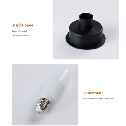 Speckled White Retro Swirl Glass Mushroom Table Lamp - LED Bedside Night Light