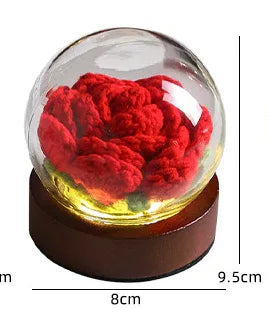 Gradient cyan Rose Knitted Flower LED Dome Lamp - USB Touch 3-Color Night Light