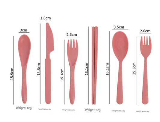 Pink Durable Eco-Friendly Wheat Straw Dinnerware Set - 24 Pieces with Plates, Bowls, Cups & Cutlery