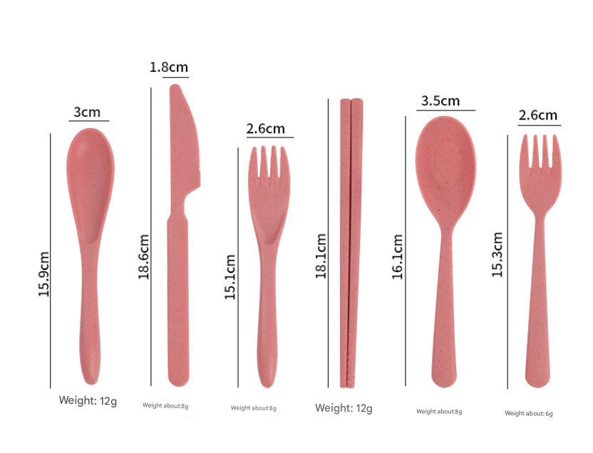 Orange Durable Eco-Friendly Wheat Straw Dinnerware Set - 24 Pieces with Plates, Bowls, Cups & Cutlery