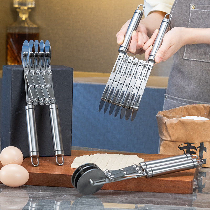 Doughnut Cutter Three Wheels Stainless Steel Multi-Wheel Rolling Dough Cutter - Pastry, Noodle & Lattice Slicer