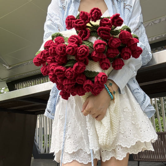 Handmade Rose Bouquet Blanket - Premium Finished Floral Nap Blanket, 113cm Diameter, 52 Flowers