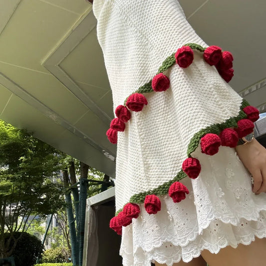 Handmade Rose Bouquet Blanket - Premium Finished Floral Nap Blanket, 113cm Diameter, 52 Flowers - Mekamart Australia