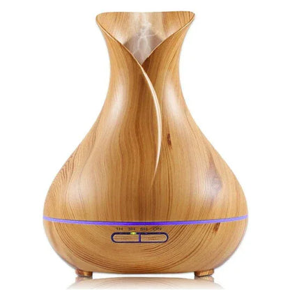 Wood Grain 500ml Wood-Grain Essential Oil Aroma Diffuser with Lattice Design and Humidifier - Mekamart Australia