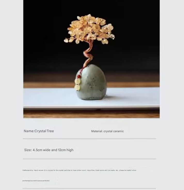 Purple Crystal Natural Crystal Wealth Tree - 12cm Feng Shui Decor, Elegant Office Desk Ornament