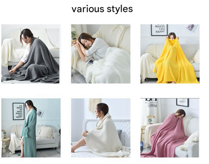 110cm x 150cm Coffee Knitted Sofa Blanket for Autumn and Winter Naps