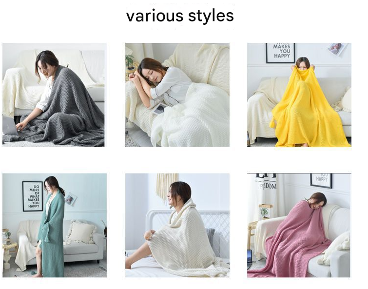 110cm x 150cm Khaki Knitted Sofa Blanket for Autumn and Winter Naps