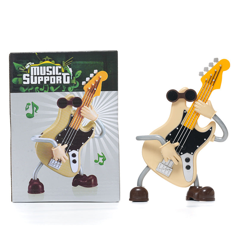 Dancing Musical Instrument Figurines - Wind-Up Guitar & Cello Toys with Moving Parts(Guitar)