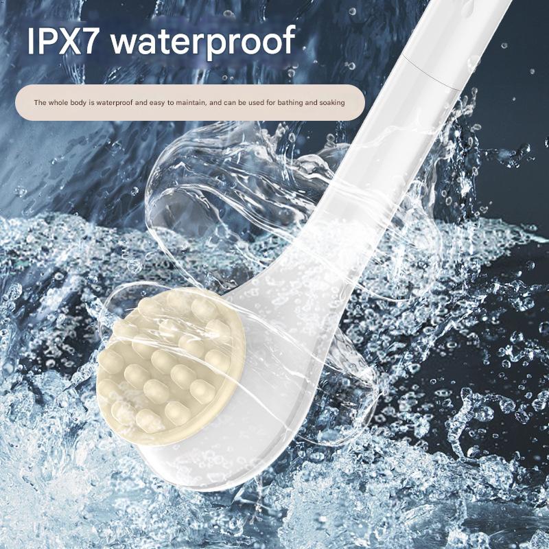 Rechargeable Electric Body Brush & Back Scrubber - 6 Heads, IPX7 Waterproof(white)