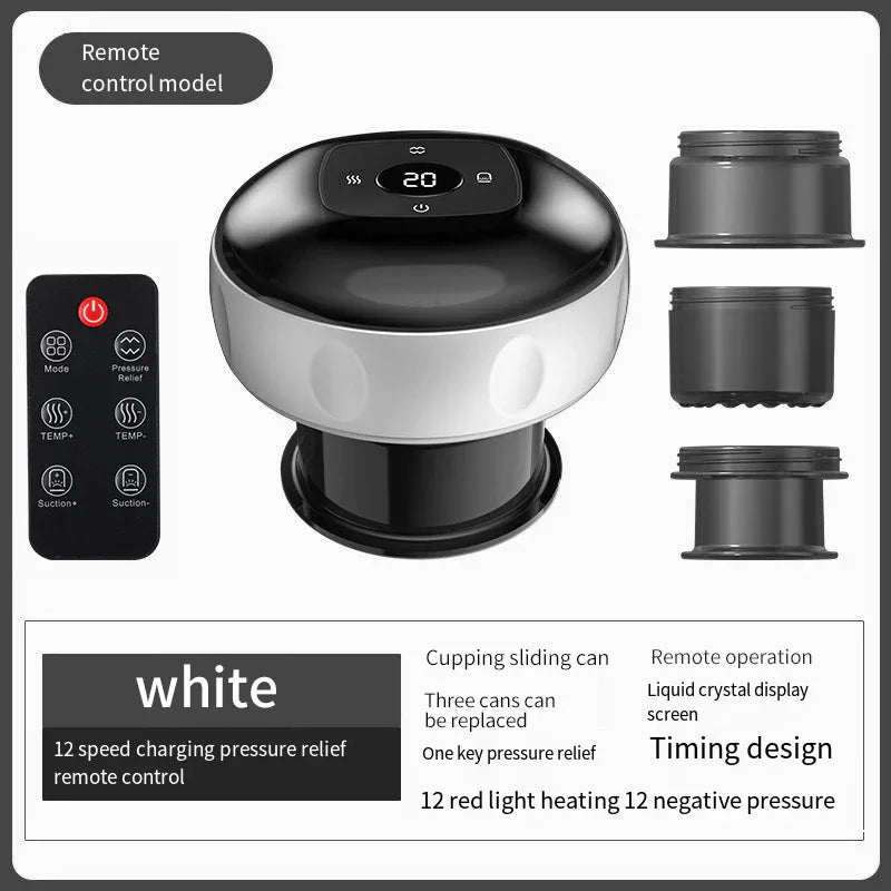 Smart Electric Cupping Therapy Massager - Adjustable Suction & Heat, Red Light Therapy, USB-C Rechargeable(White) - Mekamart Australia