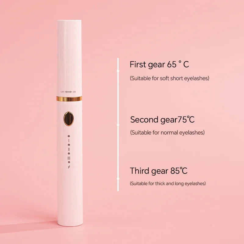 Rechargeable Heated Eyelash Curler Wand - 3 Temperature Gears, Type-C Charging, All-Day Curl(pink) - Mekamart Australia