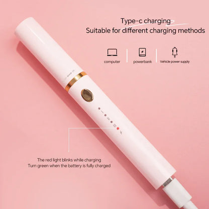 Rechargeable Heated Eyelash Curler Wand - 3 Temperature Gears, Type-C Charging, All-Day Curl(pink) - Mekamart Australia