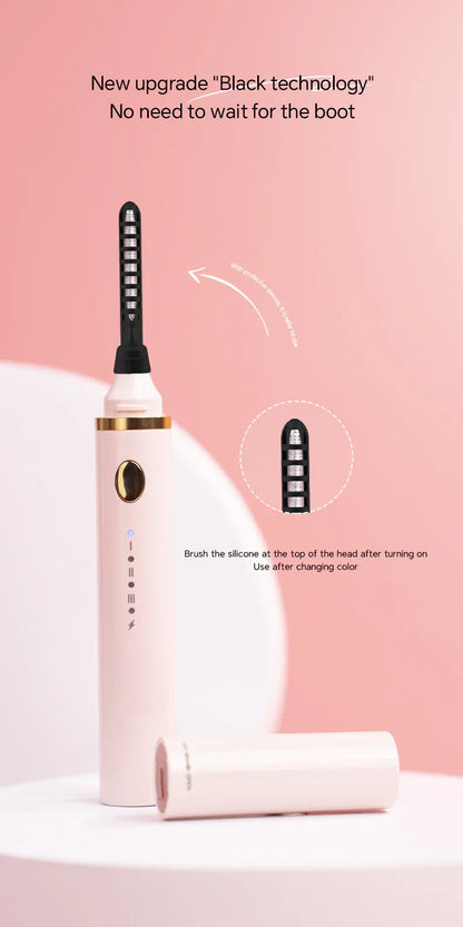 Rechargeable Heated Eyelash Curler Wand - 3 Temperature Gears, Type-C Charging, All-Day Curl(pink) - Mekamart Australia