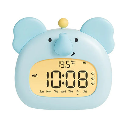 Cute Animal Digital Alarm Clock with Night Light, Temperature & Countdown Timer(Blue elephant) - Mekamart Australia